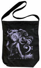 v flower - Shoulder Tote Bag / Black