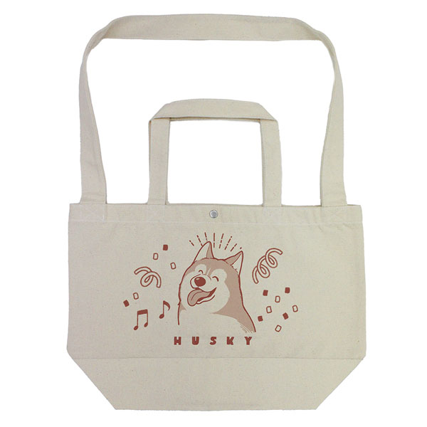 Hamaji Husky Smile 2way Tote Bag / Red & White