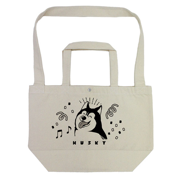 Hamaji Husky Smile 2way Tote Bag / Black & White