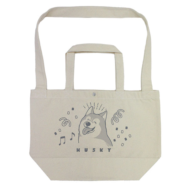 Hamaji Husky Smile 2way Tote Bag / Silver & White