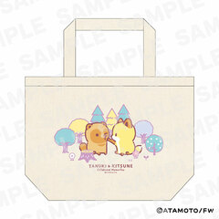 Chibikko Tanuki to Chibikko Kitsune Tote Bag (S Size)