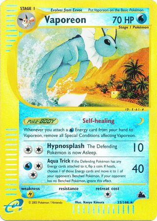 Vaporeon - 33/144 - Rare - Reverse Holo