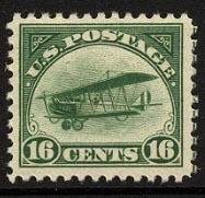 US C2 16-cent Green Biplane