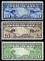 US C7-C9 Biplanes and Map Airmail Set