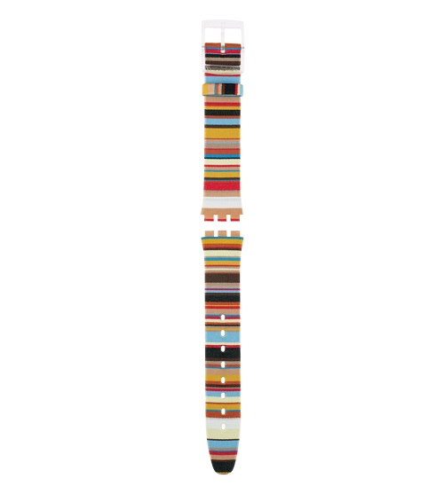 Swatch Skin Orange-Multi Leather/Textile Strap - ACSFK140