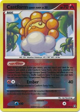 castform sunny form pokemon card - 195/191 - Surging Sparks Fire Ability Weather Reading If you have 8 or more Stadium cards in your discard pile Castform Sunny Form - 51/146