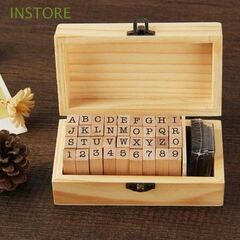 INSTORE Wooden Stamps Craft 36Pcs Letter Stamper Stamps Seal Set Stationery DIY Album Tools