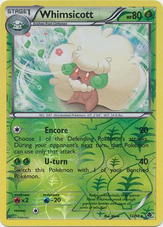 Whimsicott - 12/98 - Rare - Reverse Holo