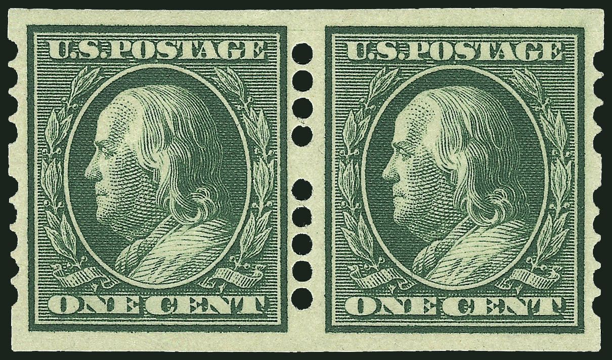 7. 1c Benjamin Franklin Vertical Pair