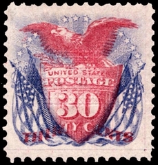 30c Shield, Eagle, and Flags Stamp