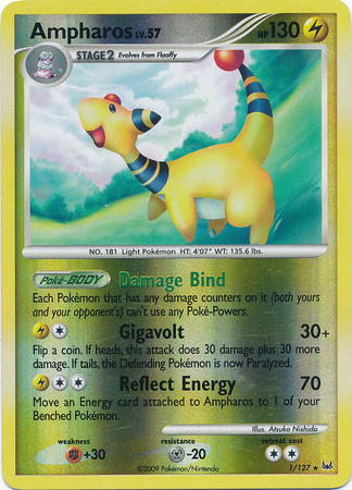 Ampharos - 1/127 - Holo Rare - Reverse Holo