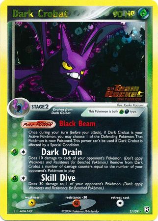 Dark Crobat - 3/109 - Holo Rare - Reverse Holo
