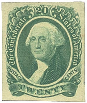 #CSA13 – 1863 20c Confederate States - George Washington - green