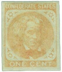 #CSA14 – 1862 1c Confederate States - John C. Calhoun - orange