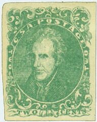 #CSA3 – 1861 2c Confederate States - Andrew Jackson - green, soft paper (Hoyer & Ludwig)