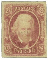 #CSA8 – 1863 2c Confederate States - Andrew Jackson - brown-red, soft paper, engraved (Archer & Daly)