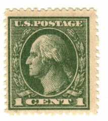 #536 – 1919 1c Washington, gray green, perf 12.5