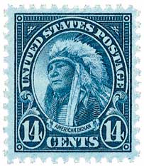 1931 14c American Indian, dark blue