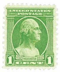 1932 Washington Bicentennial: 1c Washington from the Houdon Bust