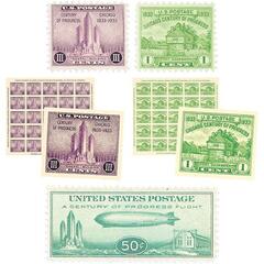 Century of Progress, collection of 5 stamps and 2 souvenir sheets