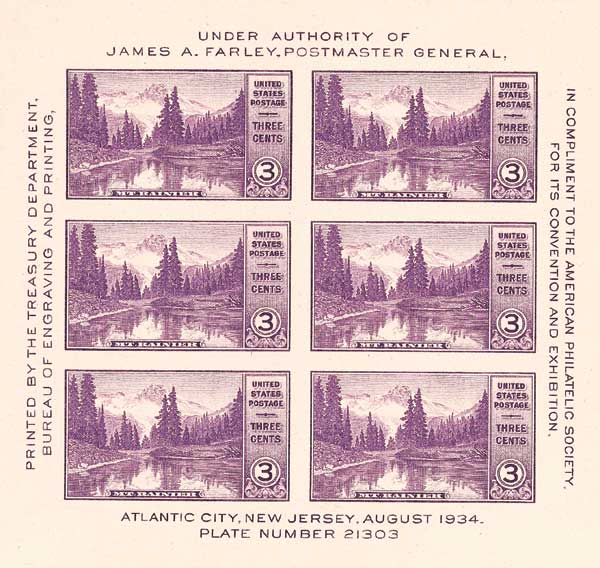 National Parks: Mt. Rainier, Washington, souvenir sheet