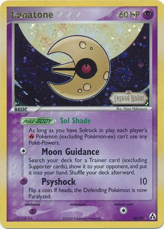 Lunatone - 20/92 - Rare - Reverse Holo Lunatone - 20/92 - Rare - Reverse Holo