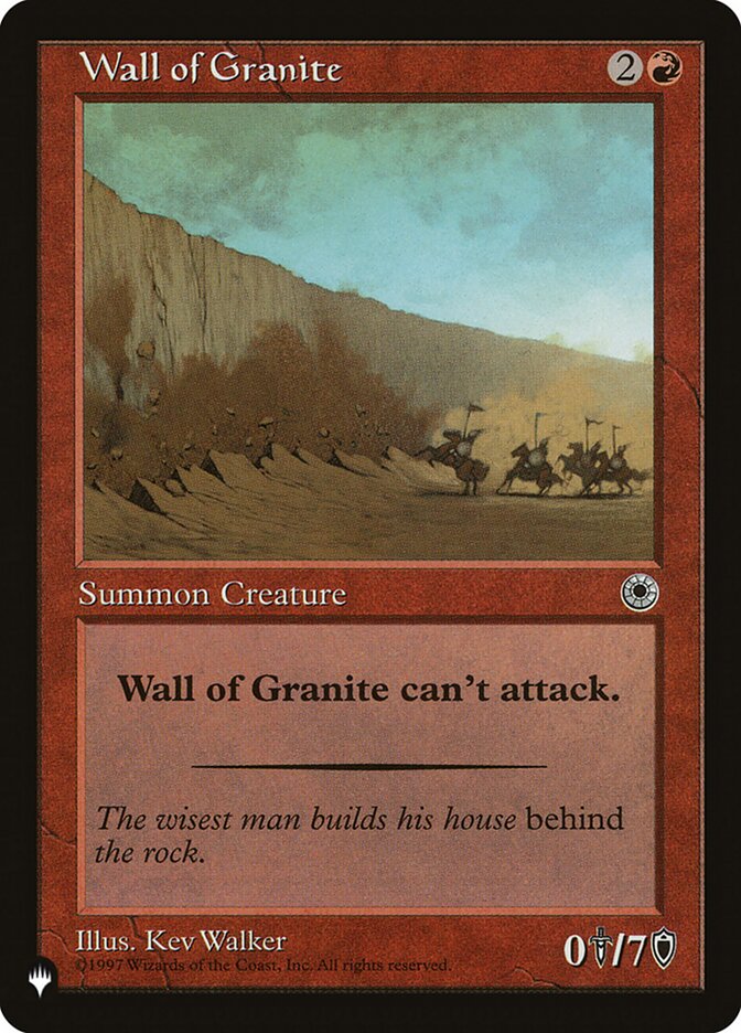 Wall of Granite - The List