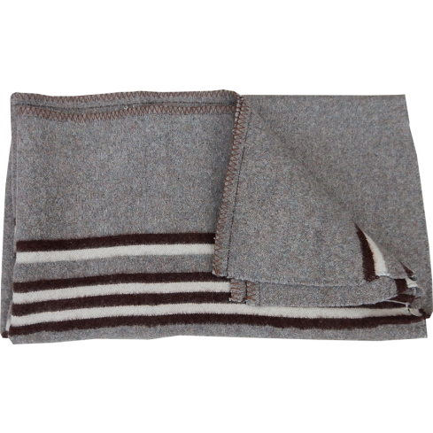 Danish Military Blanket with Brown Stripes