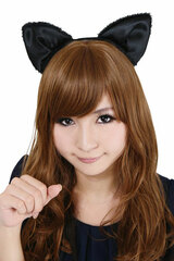 FuwaFuwa Cat Ear Headband Front Ears Black x Black