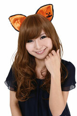 FuwaFuwa Cat Ear Headband Front Ears Black x Orange