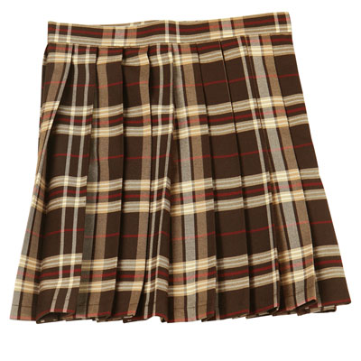 TE-11AW Pleated Skirt (Brown/Red) L