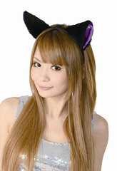 FuwaFuwa Cat Ear Headband Side Ears Black/Purple