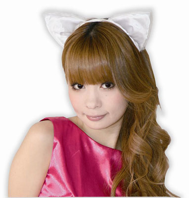 FuwaFuwa Cat Ear Headband Front Ears White/White