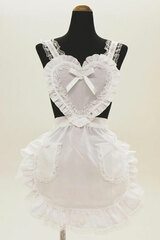 Heart Frilled Apron White/White