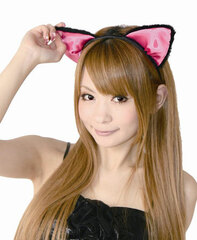 FuwaFuwa Cat Ear Headband Front Ears Black/Pink