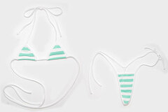 Shimapan (Striped Panties) 1/1 Real Version Super Small Bra & Panties Set (Mint Green) Free Size