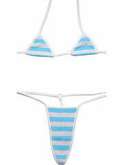 Shimapan (Striped Panties) 1/1 Real Version Super Small Bra & Panties Set (Light Blue) Free Size
