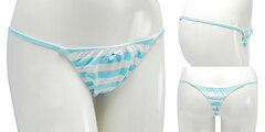 Shimapan (Striped Panties) 1/1 Real Version Thong Panties (Light Blue) Ladies' M Size