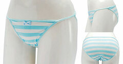 Shimapan (Striped Panties) 1/1 Real Version String Panties (light blue) Ladies' M Size
