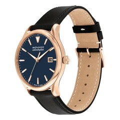 Movado Heritage Series - Navy With Index/Black Leather Strap