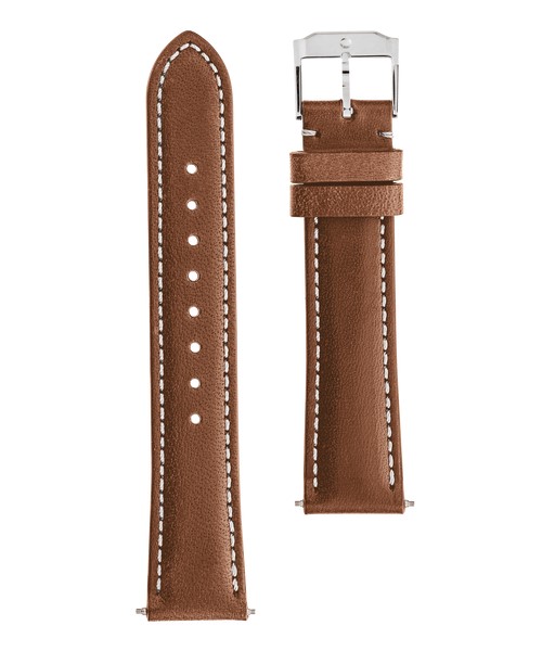 Movado 21mm Watch Strap SS - Cognac Leather