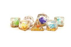 16mm Resin Poly Rainbow Dinosaur Dice Set (7)