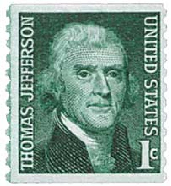 Prominent Americans: Thomas Jefferson, perf 10 vertical