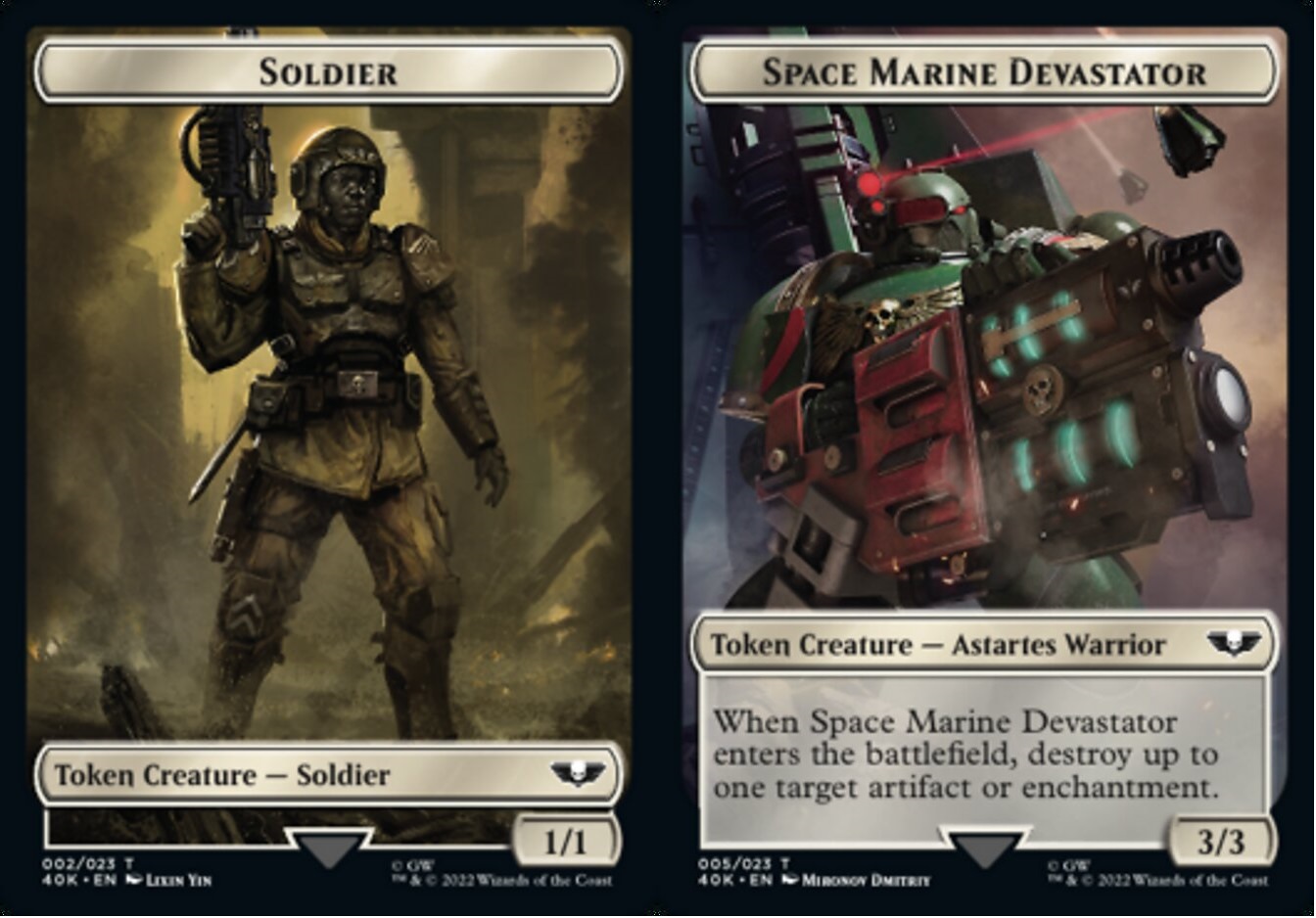 space marine mtg cards Soldier (002) // Devastator Double-Sided Token - Surge Foil - Magic: The Gathering Singles » Commander Sets » Commander: Universes Beyond: Warhammer 40,000 You may cast it without paying its mana cost Mtg Astartes Warrior 2/2 Vigilance