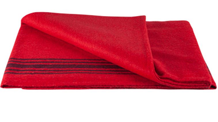 Fox Outdoors Navy-Striped Red Wool Blanket