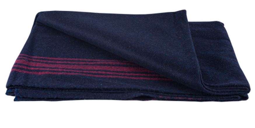 Fox Outdoor Red-Striped Navy Wool Blanket