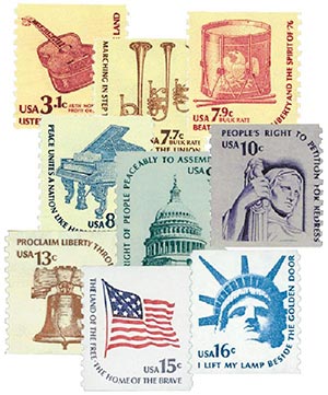Collection of 9 Coil Stamps