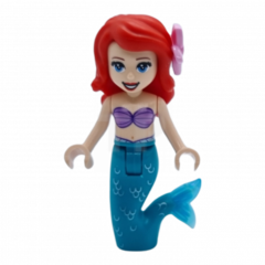 LEGO Ariel, Mermaid - Medium Lavender Shell Bra Top, Dark Turquoise Tail, Medium Blue Eyes, Bright Pink Flower