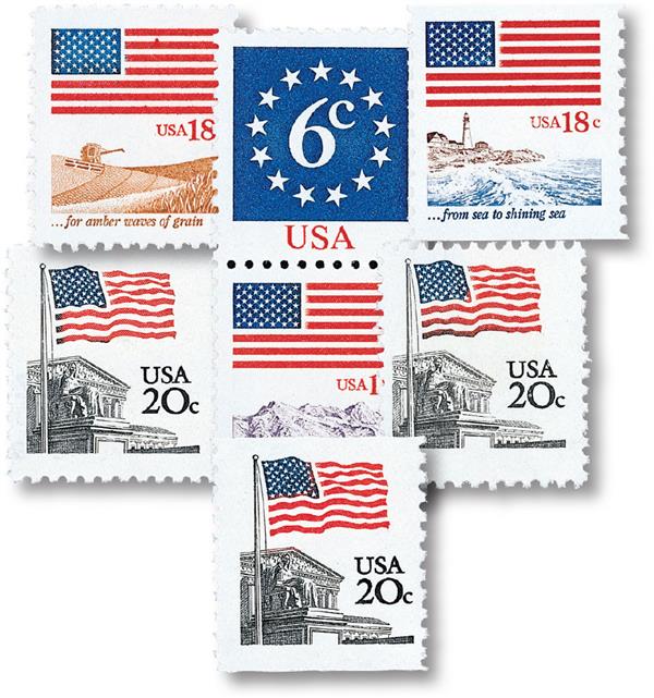 Flags, collection of 7 stamps