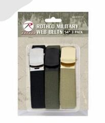 Rothco 54 Inch Military Web Belts in 3 Pack Khaki/Black/OD